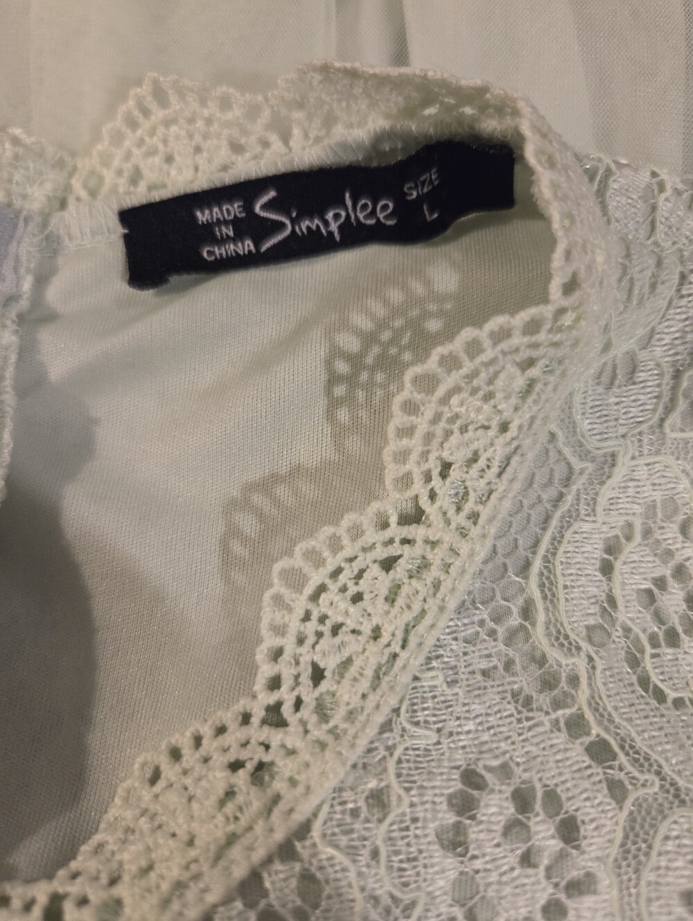 Women's Simplee Brand Contrast Lace Mint Green Belted Mesh Midi Dress | SIZE L - Picture 9 of 9
